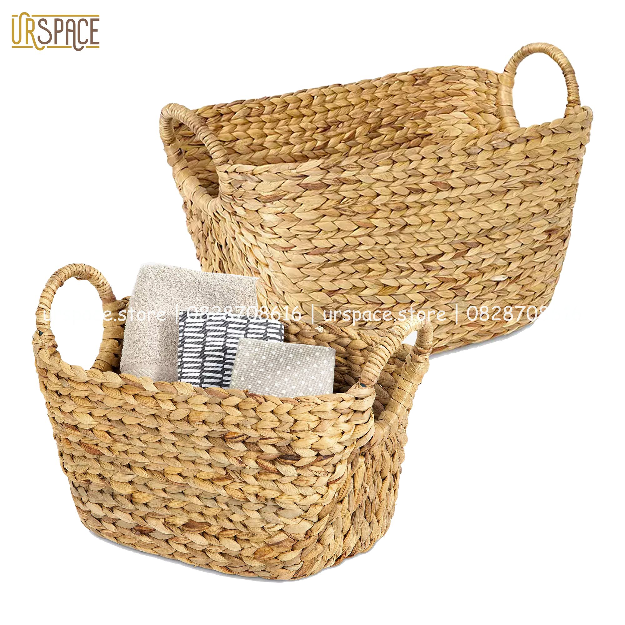 Giỏ lục bình (bèo tây) hình thuyền đựng quần áo, sách báo, sắp xếp không gian UR SPACE