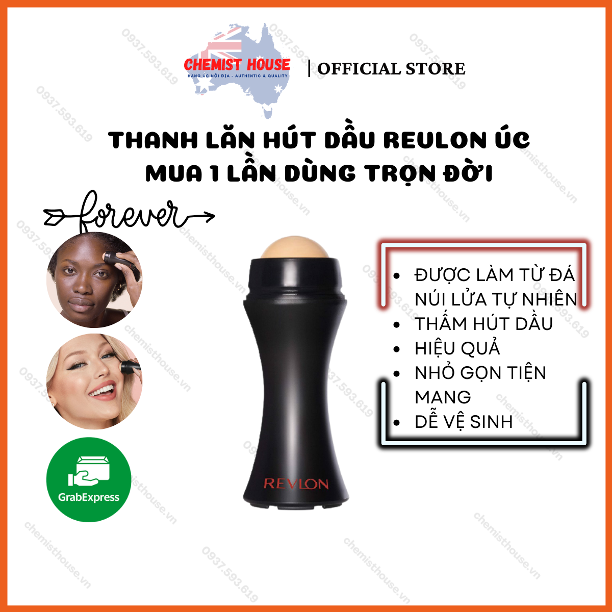 [Hàng chuẩn Úc] Thanh lăn hút dầu Revlon từ núi đá lửa