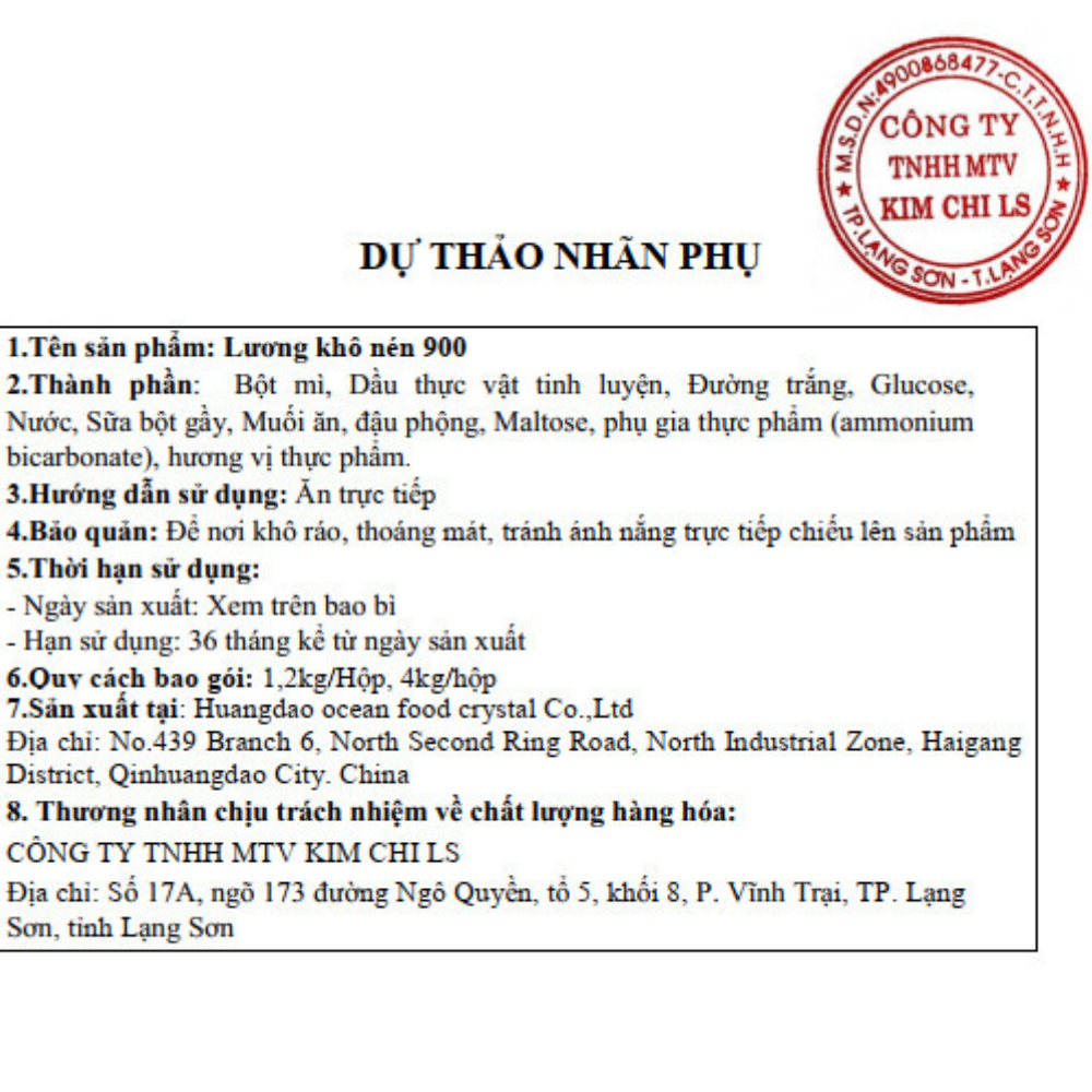 1 KG lương khô Quân Đội 3 sao 900