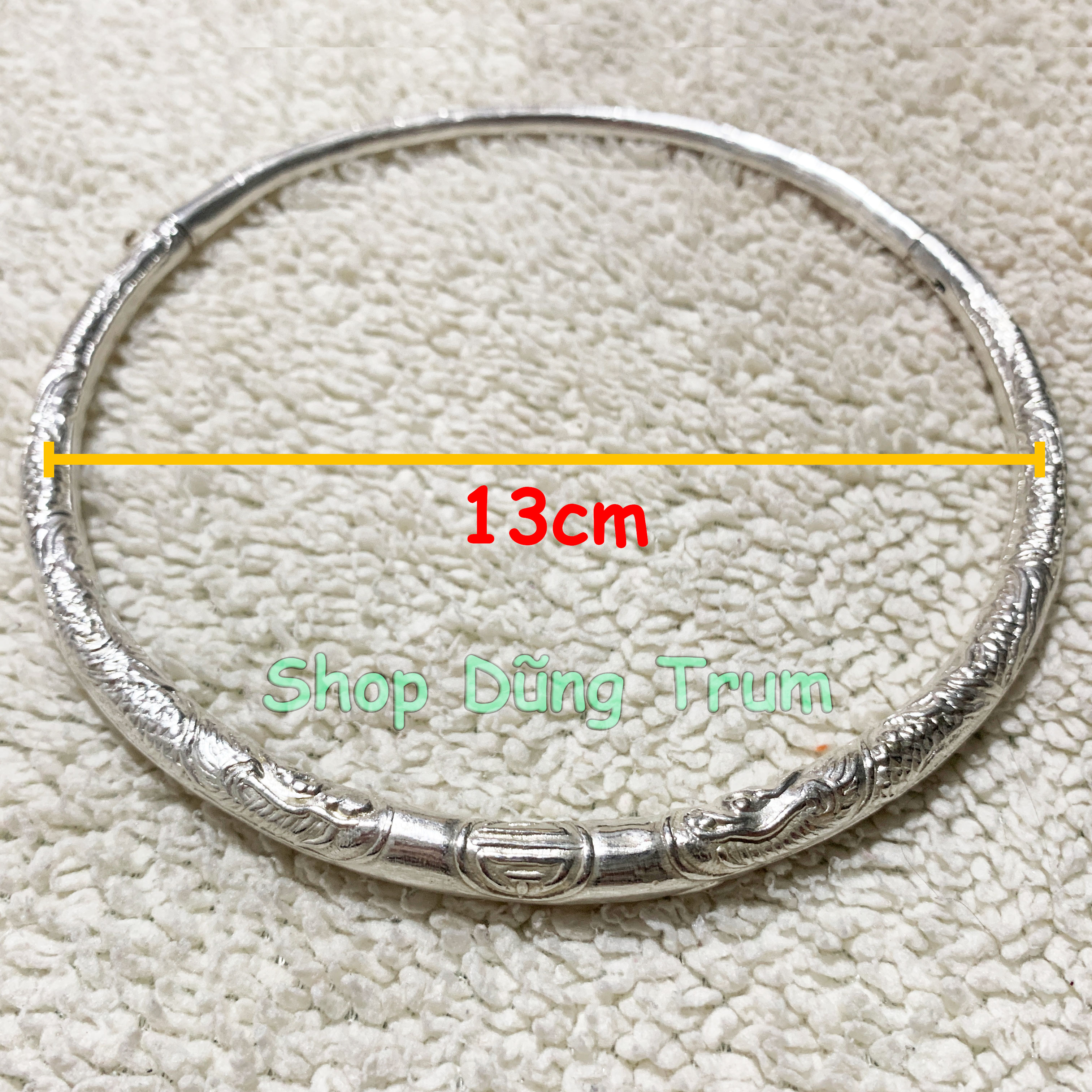 Kiềng bạc đường kính kiềng 13cm, kiềng hầu đồng trang trí tượng