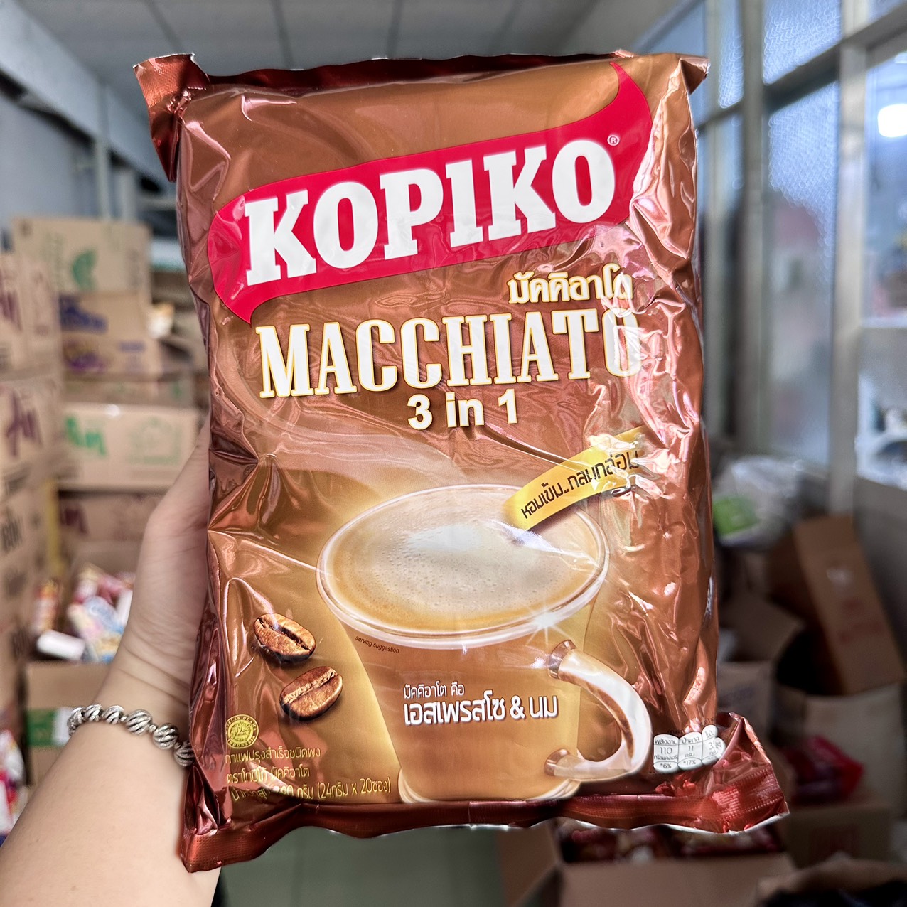 Cà phê 3in1 kopiko macchiato thái lan bịch 20 gói- date 08/2025