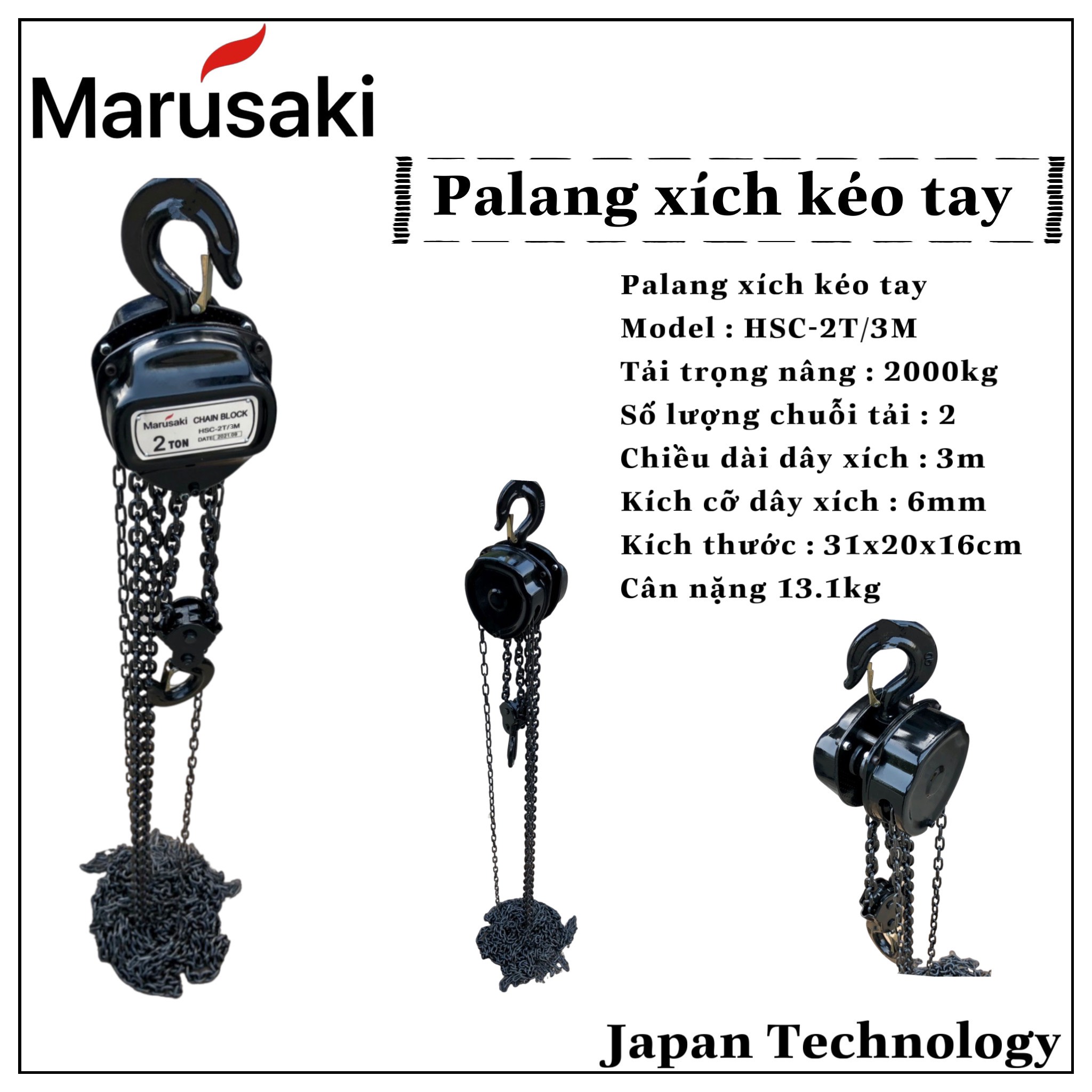 Palang xích Marusaki HSC-2T/3M và 2T/5M