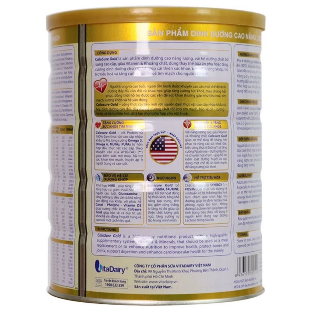 (Tích điểm đổi quà) Sữa bột Calosure Gold 900g (ít đường)