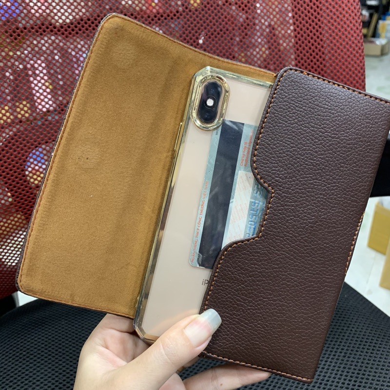 Bao da đeo thắt lưng dây nịt 2 ngăn lót mềm mịn size lớn 6.5inch 6.7inch