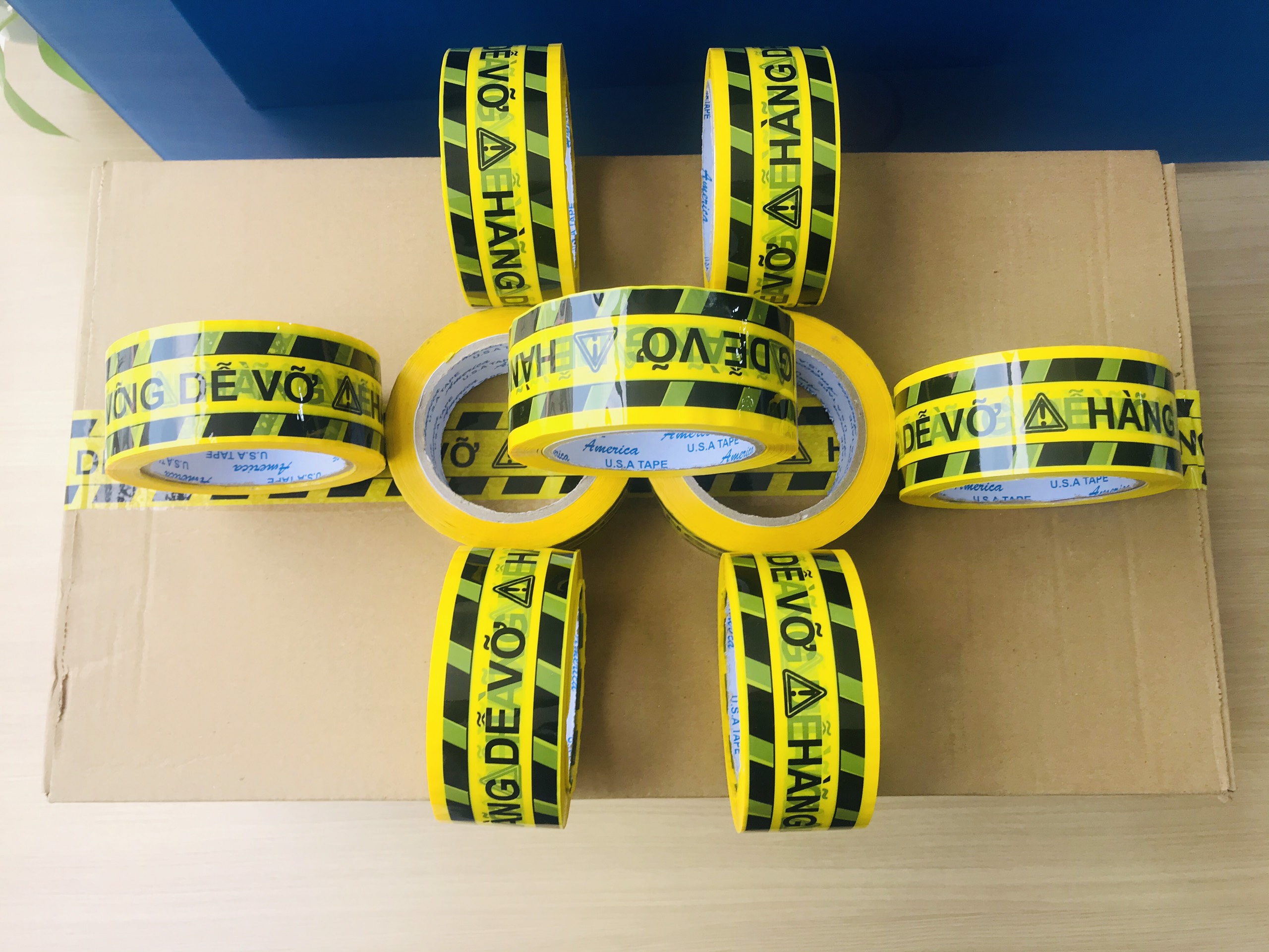 Cyclone 6 roll adhesive tape printed letters fragile goods/warning color 48mm 100yard