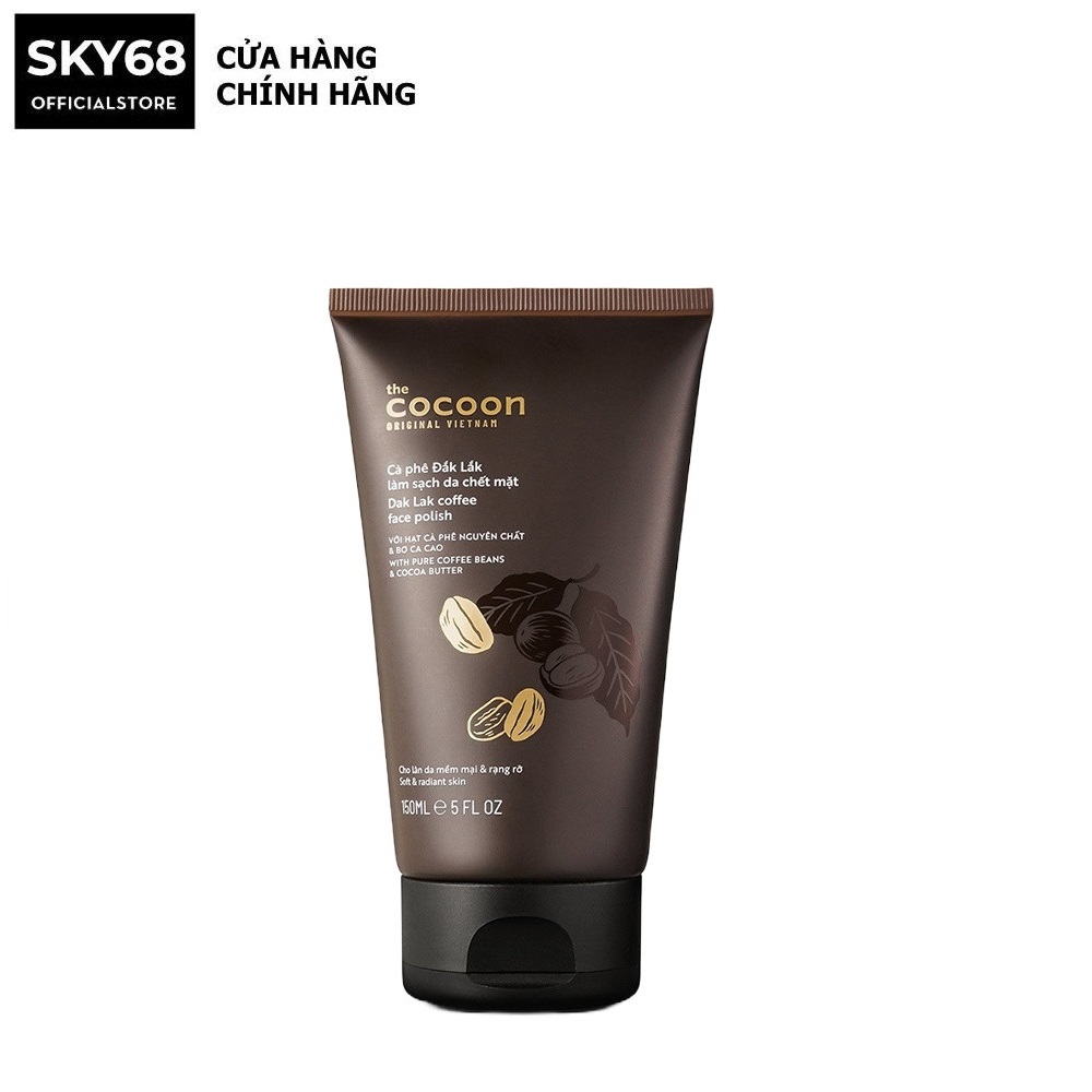 Tẩy tế bào chết cà phê đắk lắk cocoon làm sạch da chết mặt 150ml