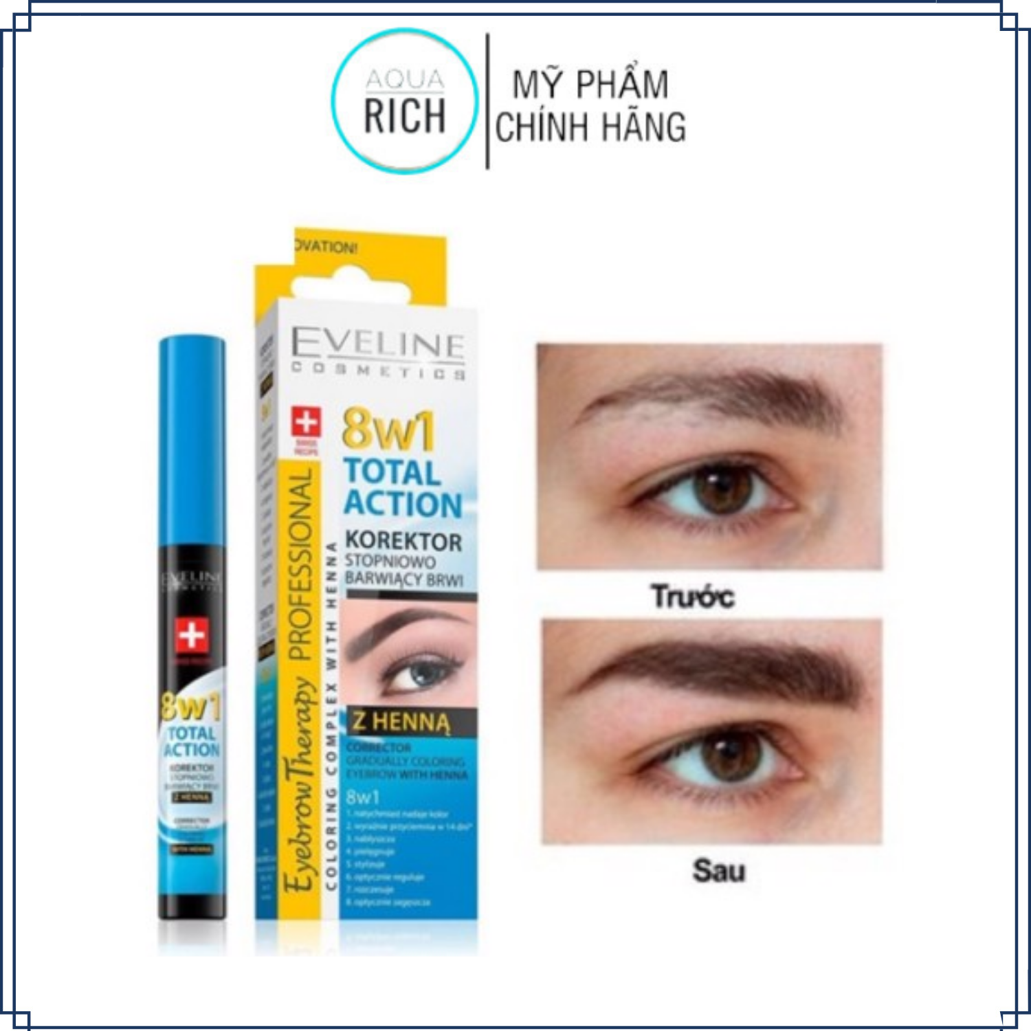 Dưỡng Mày/Dưỡng Mi Eveline 8 in 1 Total Action 10ml