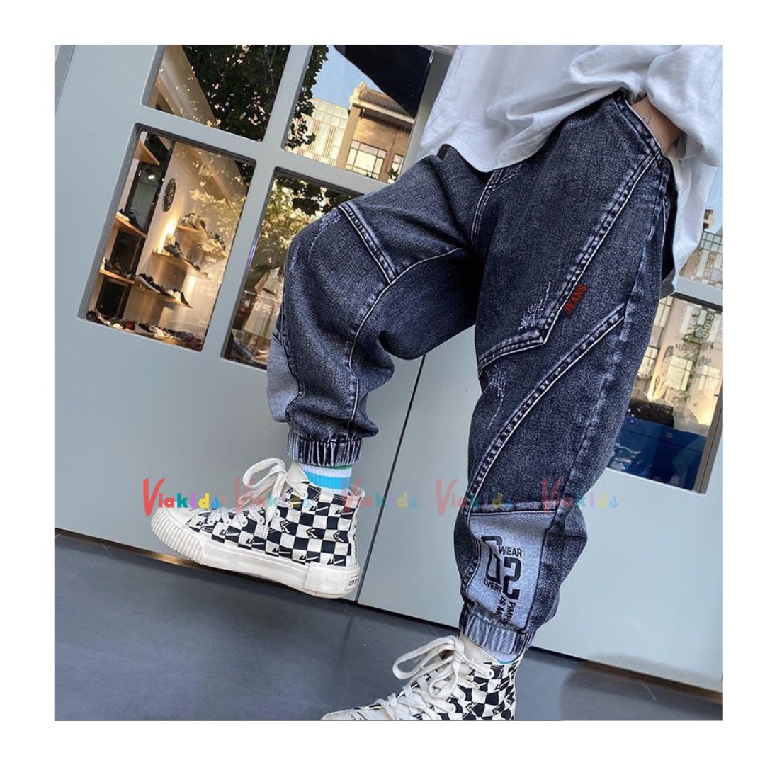 Quần jogger jean bé trai chất jeans co dãn cao cấp cho bé 1 tuổi đến 12 tuổi