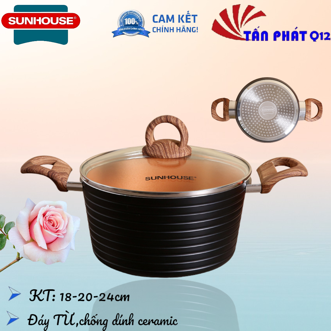 [HCM]Nồi ceramic đáy từ SUNHOUSE đủ size CÓ HÌNH THẬT
