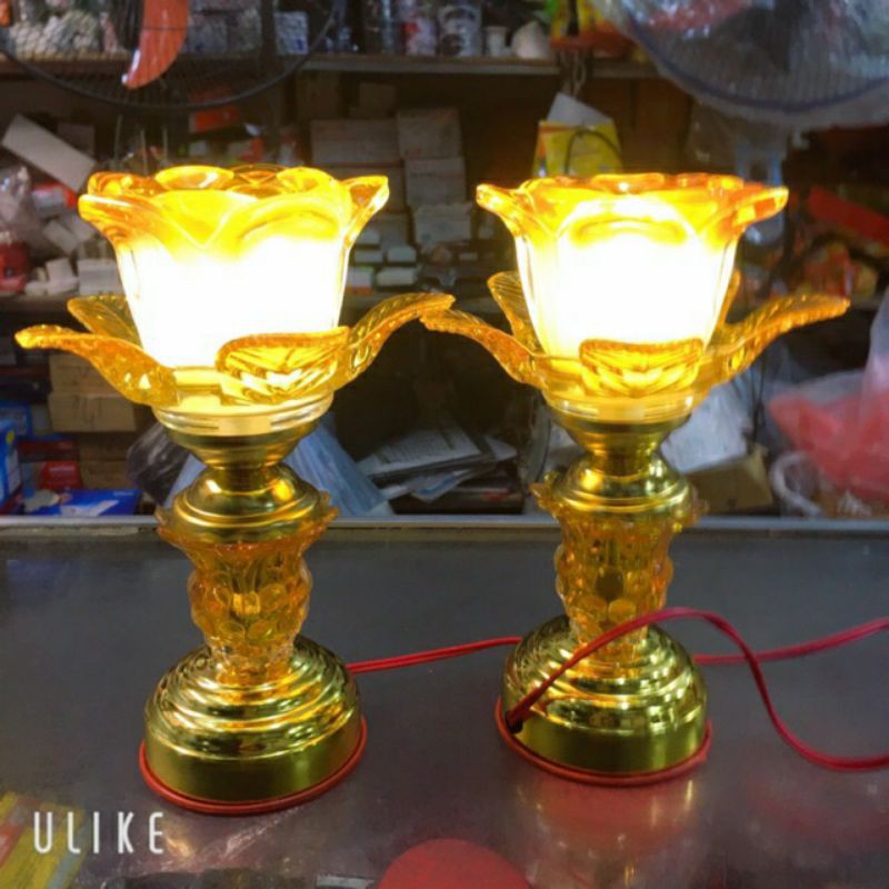 Đôi đèn thờ bóng đèn led 1 bông hoa (Giá 1 cặp)