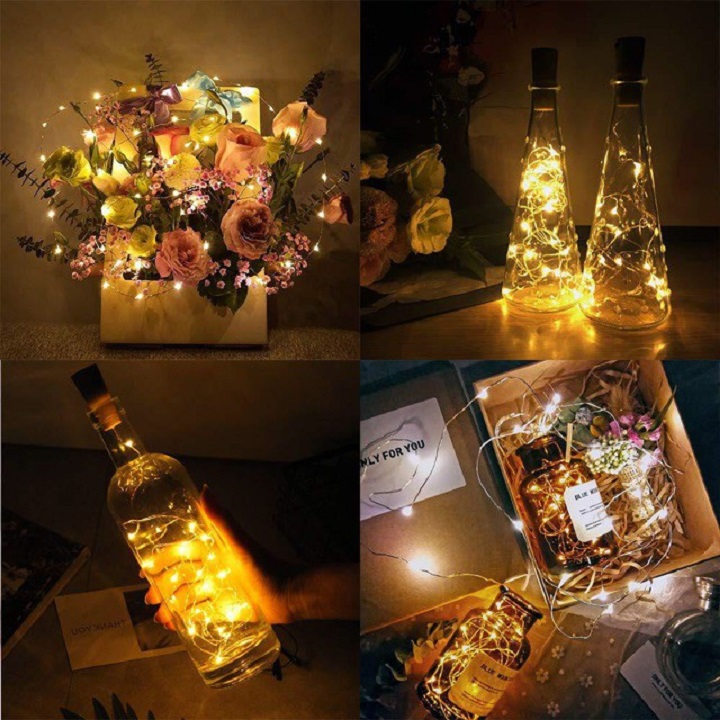 Đèn led trang trí tết 3d đom đóm, dài 2m dùng pin