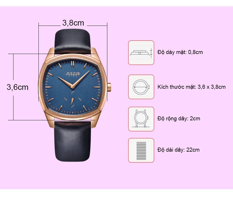 ĐỒNG HỒ NAM JS-014MC JULIUS STAR HÀN QUỐC DÂY DA (XANH)