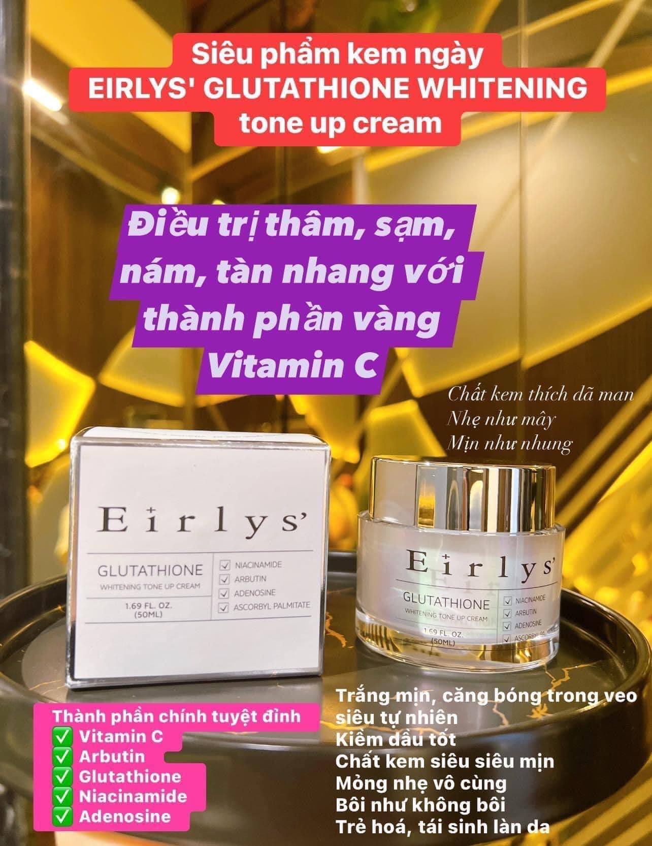 eirlys glutathione Kem Trắng Da Nâng Tone Eirlys Glutathione 50ml ⚜️ Hàn Quốc