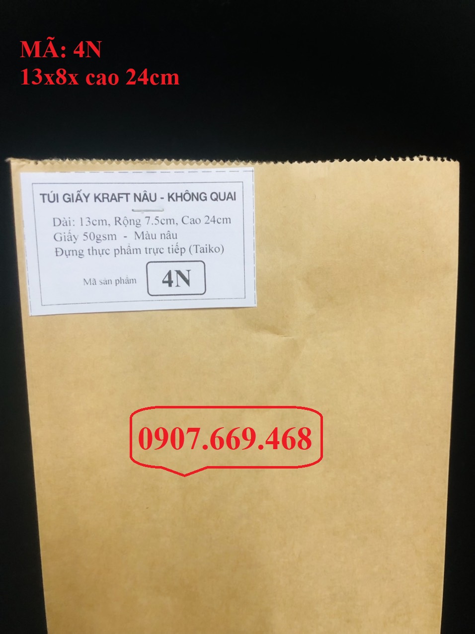 Túi giấy kraft nâu đựng thực phẩm take away ( 200 túi)