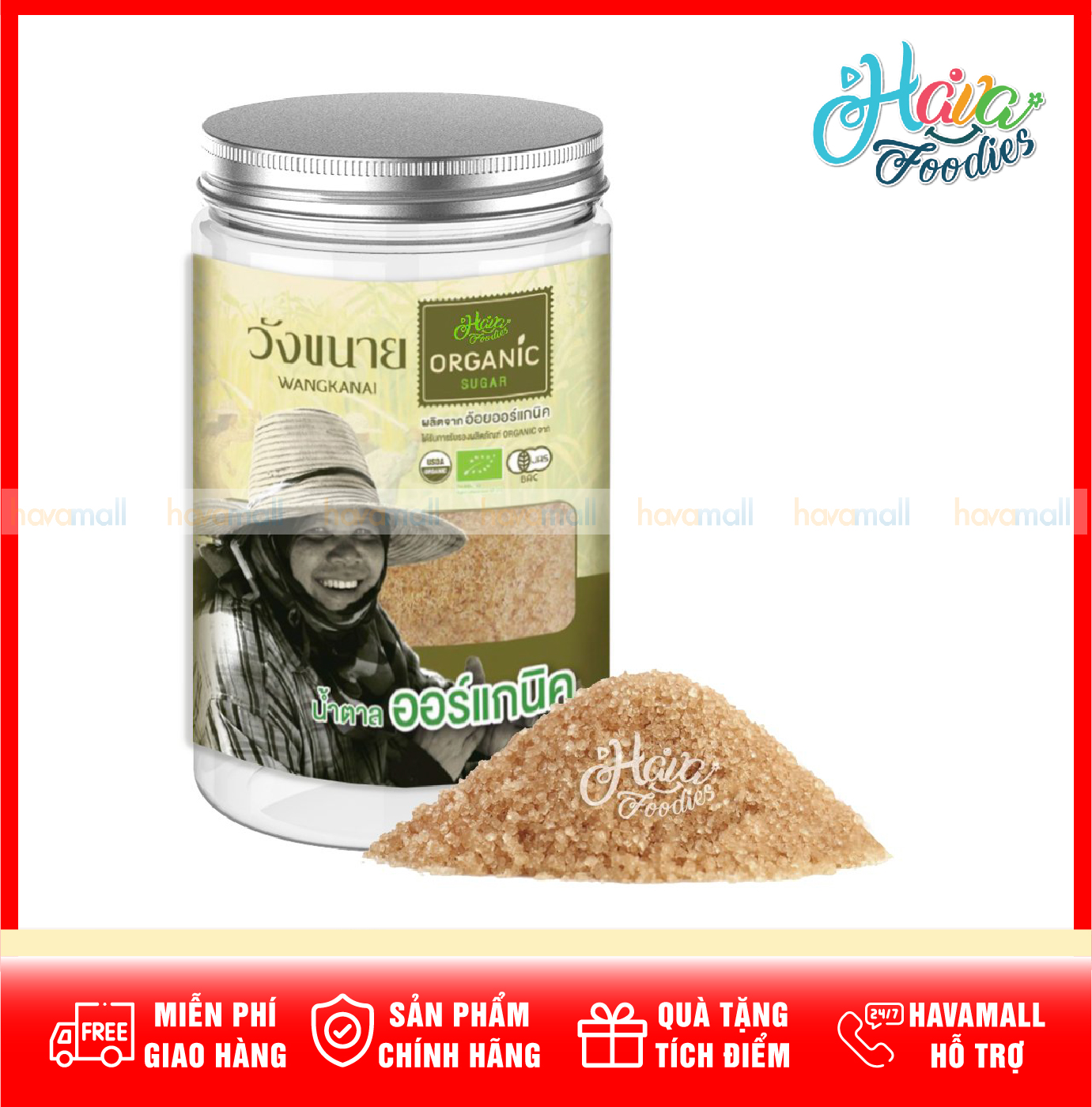 Đường Mía Thô Hữu Cơ Wangkanai – Organic Raw Cane Sugar 1kg