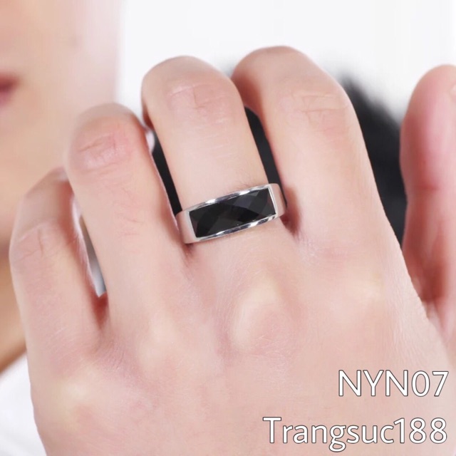 [HCM]Nhẫn inox nam hột đen cá tính NYN07