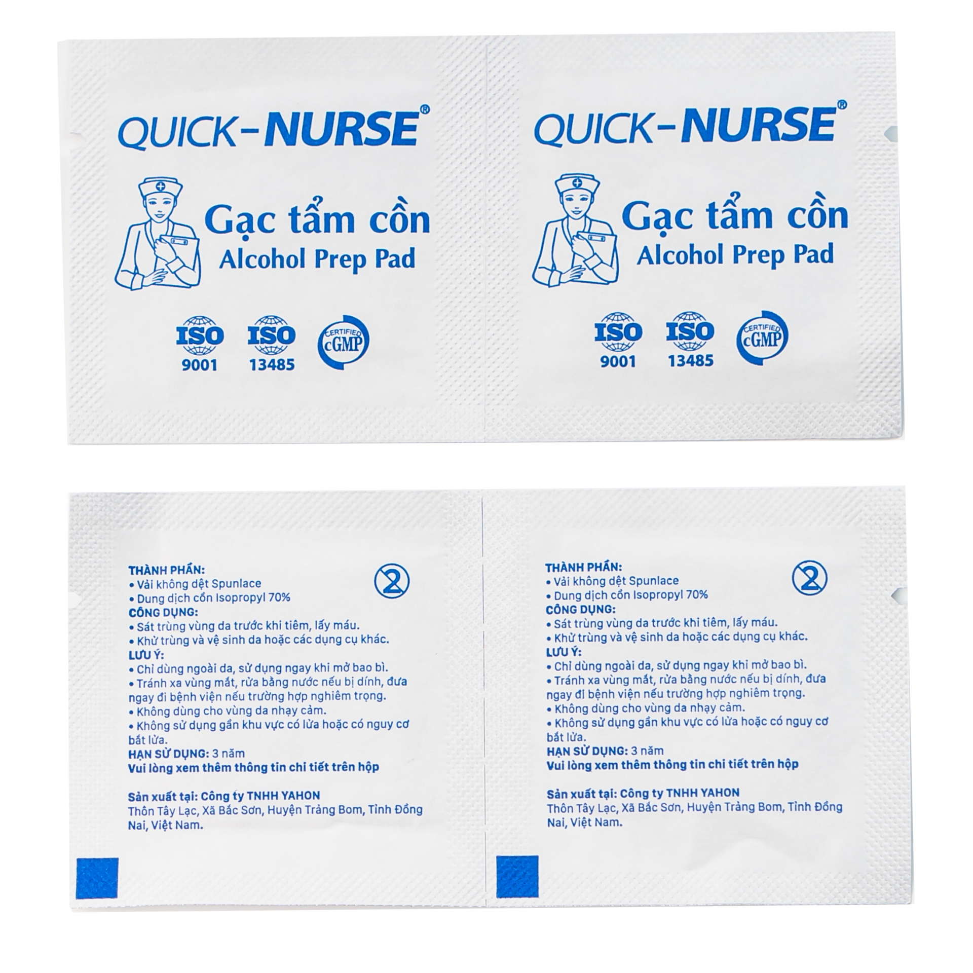 Gạc Tẩm Cồn 6x3cm Quick Nurse (Hộp 100 miếng) CHÍNH HÃNG