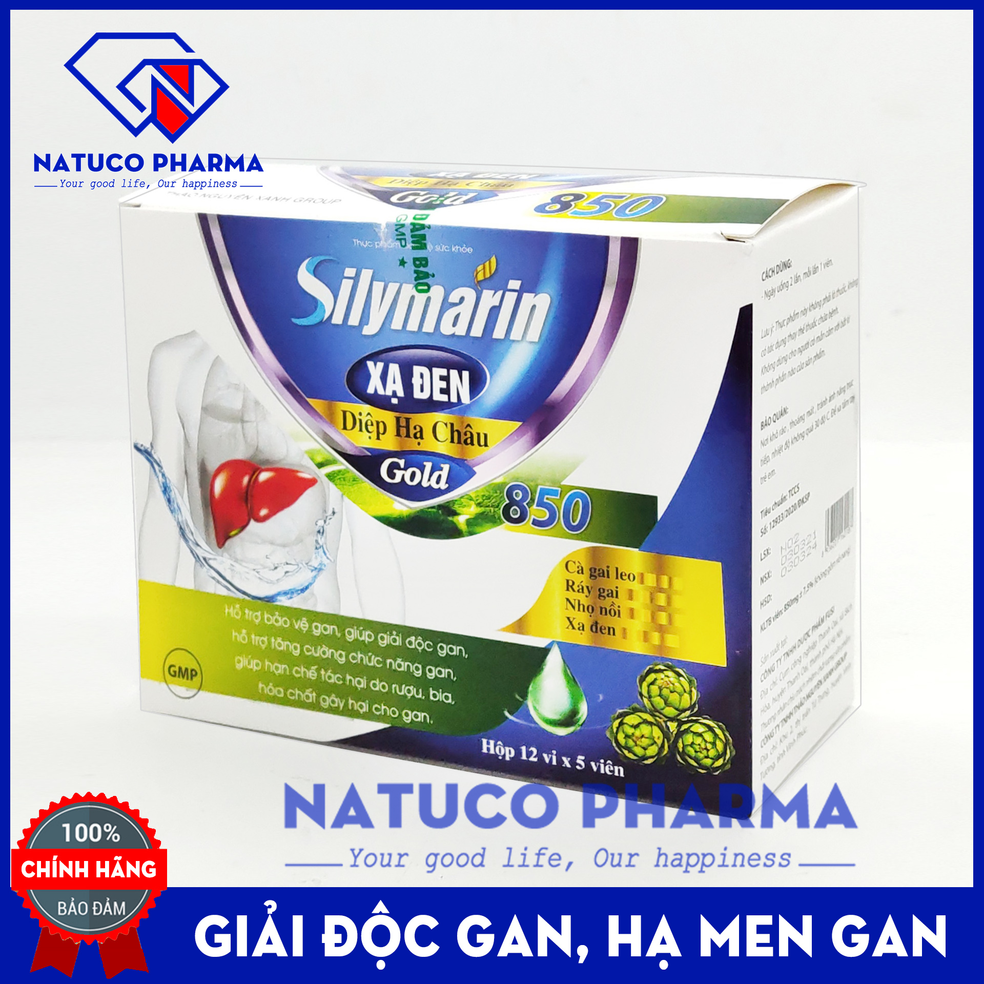 Viên uống giải độc gan Silymarin Xạ Đen Diệp Hạ Châu Gold - Hạ men gan, tăng cường chức năng gan thành phần thảo dươc - Hộp 60 Viên Hàng chính hãng