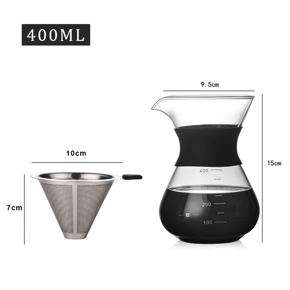 Bình Pha Cà Phê chứa phễu pha cà phê Bình cà phê thủy tinh Bình Pha Kèm Phễu 400ml ấm pha cà phê có dấu tích Máy pha cà phê coffee maker DODO