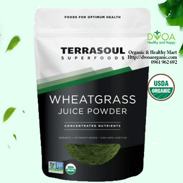 Bột Nước Ép Cỏ Lúa Mì Hữu Cơ  Terrasoul 141g ( Organic Wheat Grass Juice Powder )