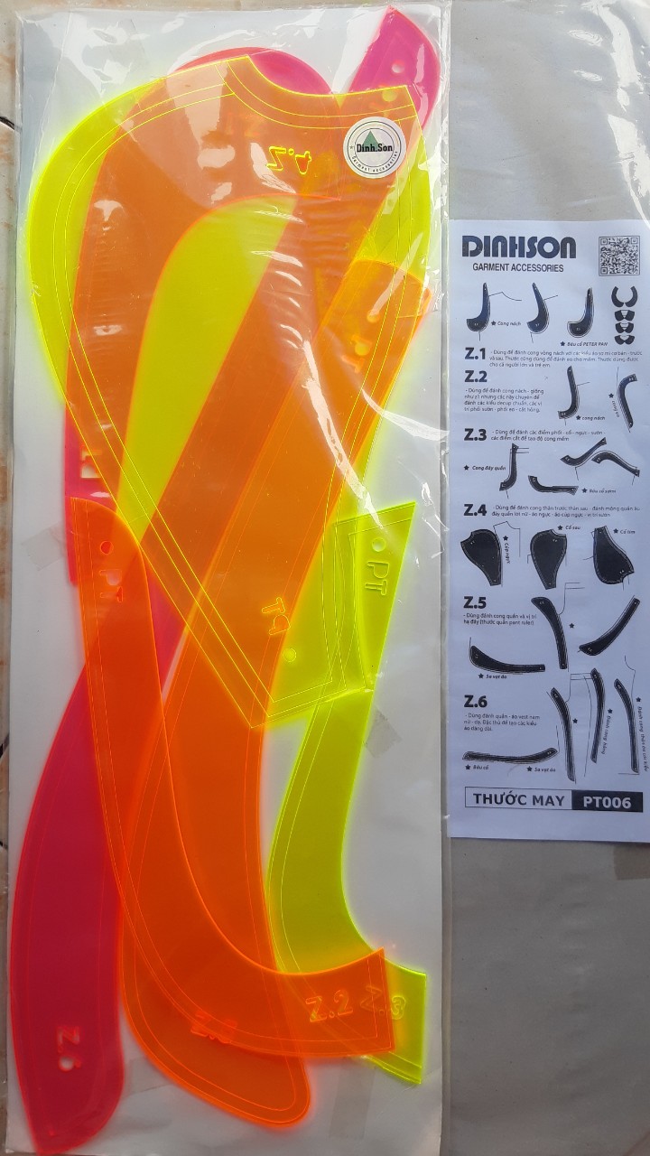 Bộ thước 6 cây sử dụng vẻ đường cong