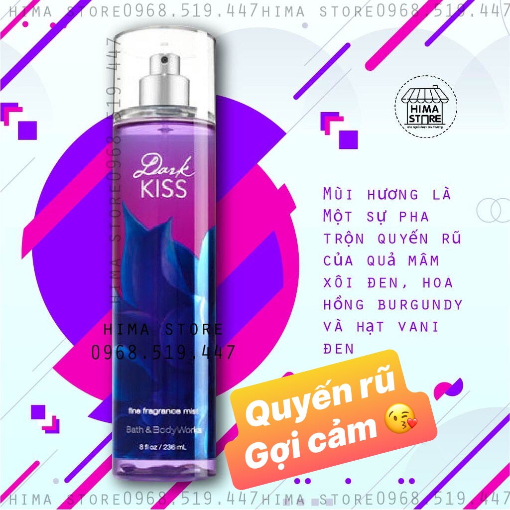 [HCM]Xịt thơm toàn thân Bath and Body Works Dark Kiss Body Mist (236ml)