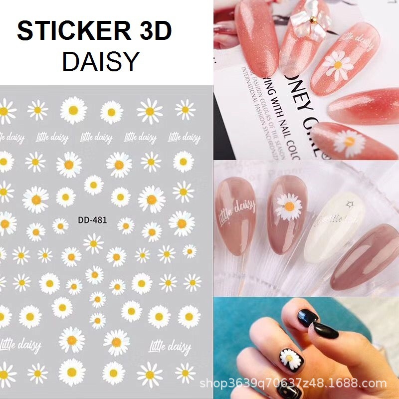 Sticker 3D Hình dán móng daisy hoa cúc BYH096