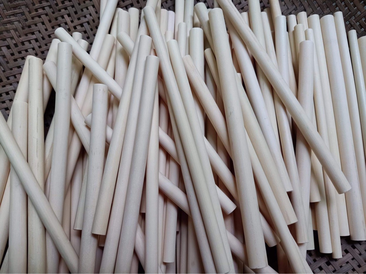 Ống hút tre - Hộp 10 ống hút tre + 1 que cọ xơ dừa - Bamboo Straws