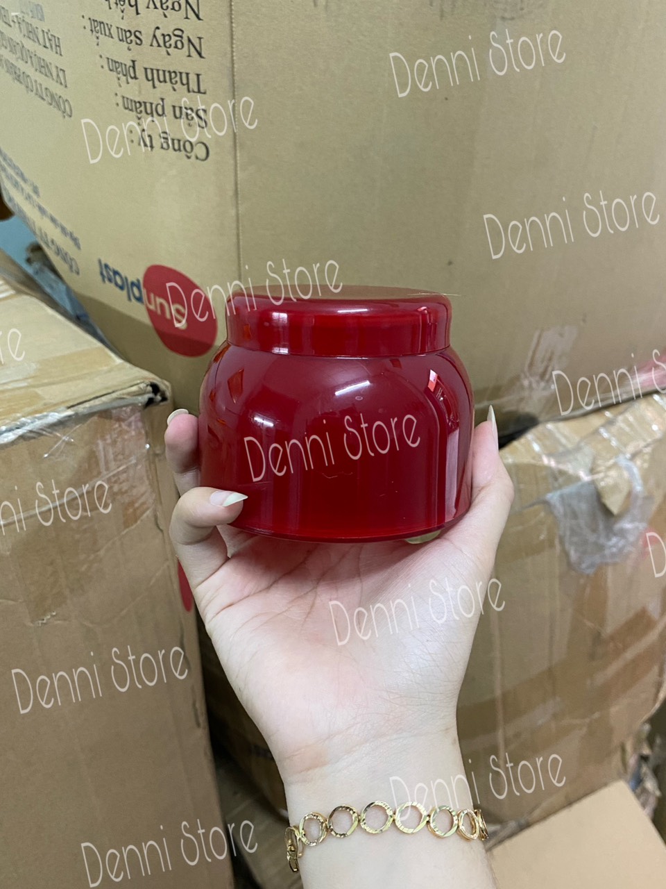Hủ bầu đựng kem 150g màu đỏ