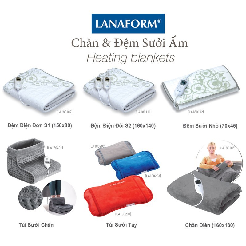 Đệm Điện Đôi Sưởi Ấm Lanaform S2 (140x160)