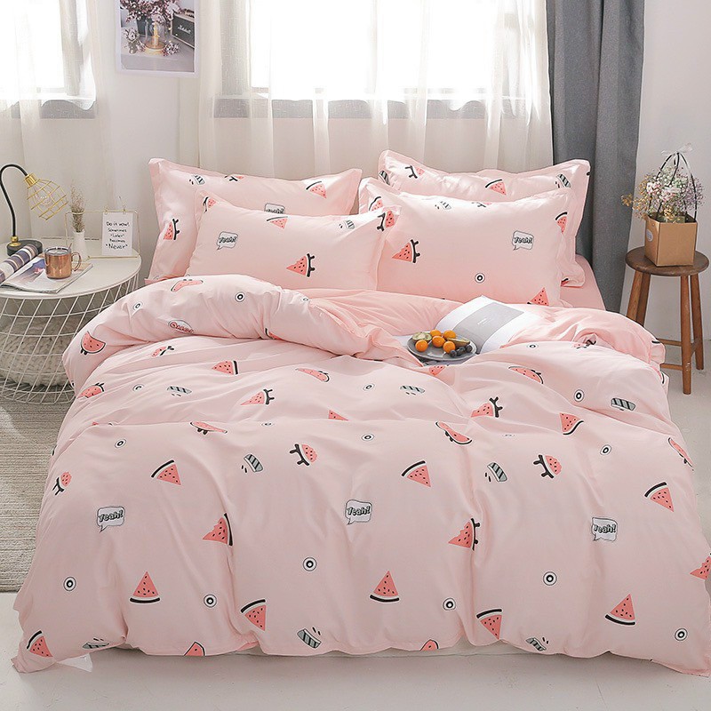 Bộ chăn ga gối dưa hấu miếng cotton poly chăn ga gối nhập khẩu bộ chăn ga gối 5 món, 4 món, chăn ga gối 4 mùa sản phẩm chăn ga gối nệm dùng 4 mùa