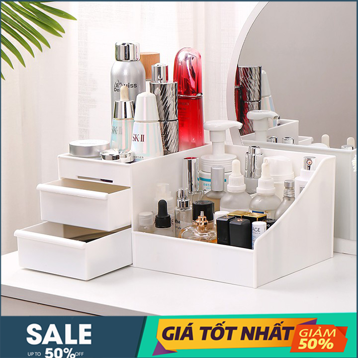 Kệ đựng mỹ phẩm 3 tầng 2 ngăn đa năng cao cấp - Kệ đựng mỹ phẩm hộp đựng mỹ phẩm kệ trang điểm để bàn tủ hộp đựng đồ trang điểm bằng gỗ sang trọng