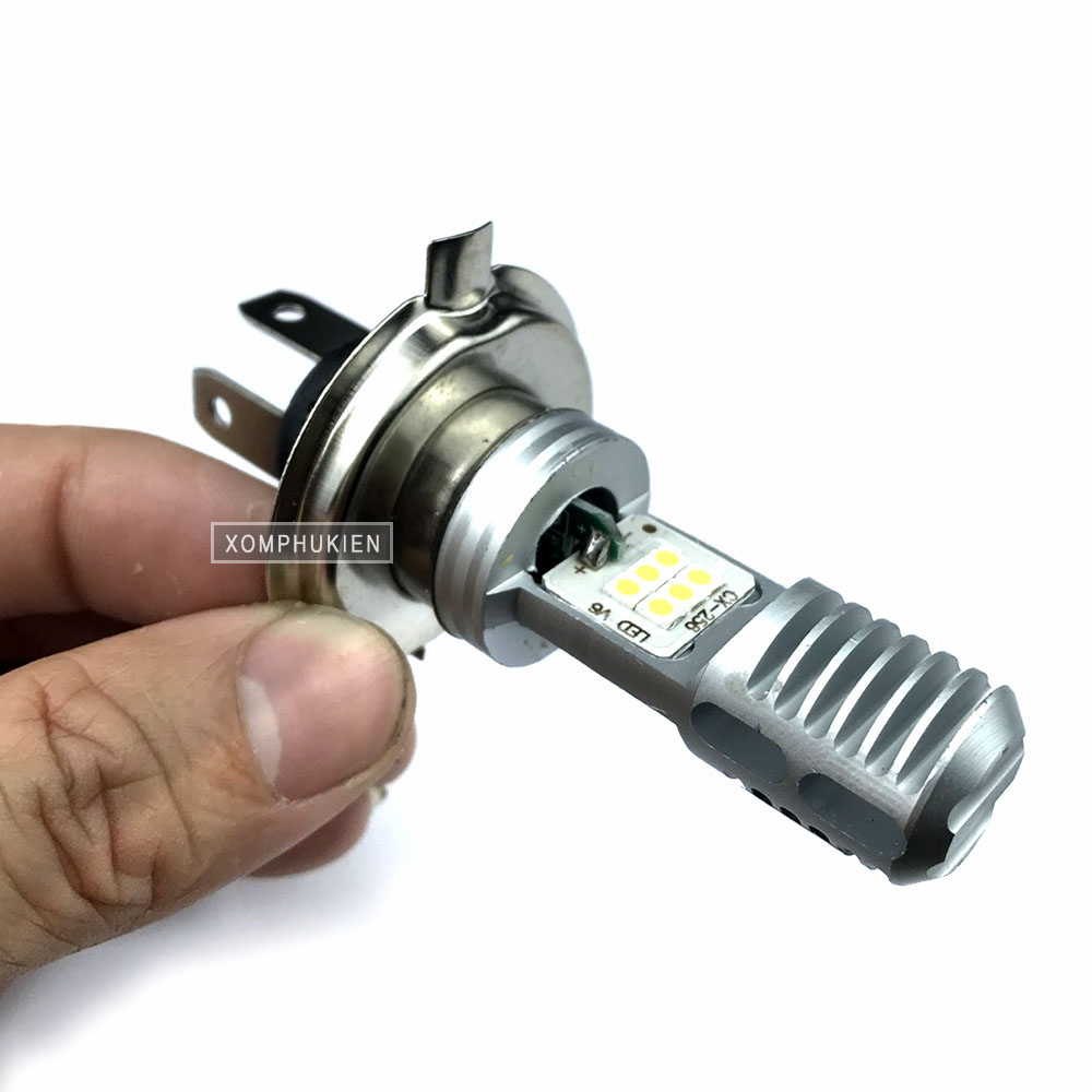 [HCM]Đèn Pha Xe Máy Cob 12 Tim H4 [ Sáng Trắng ]