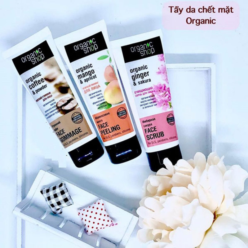 Tẩy Tế Bào Chết Da Mặt Organic Shop chính hãng Nga Nhiều Hương Dễ Chọn giá rẻ