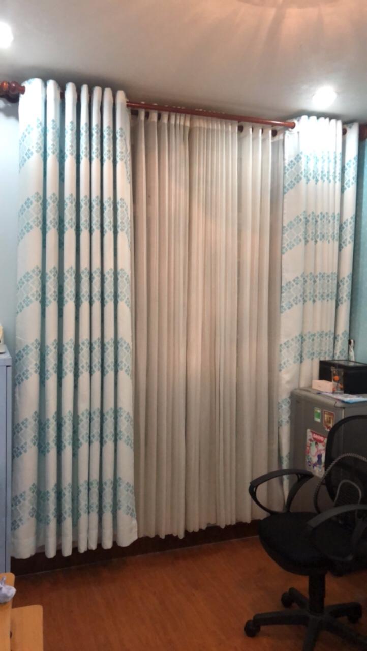 Rèm cửa PH curtains 200cm-cao 270cm xanh trắng + tặng dây vén màn