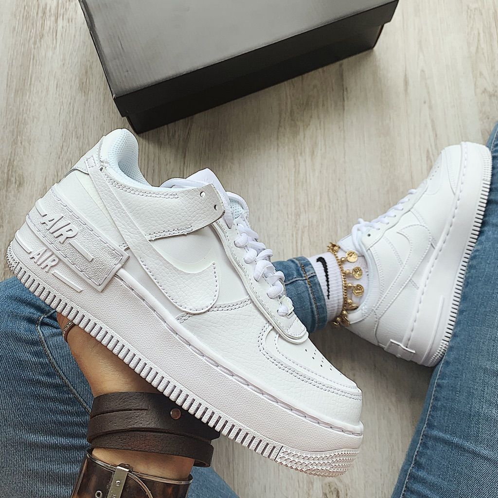 Giày Thể Thao Sneaker Nam, Nữ Air Force 1 Shadow - All White