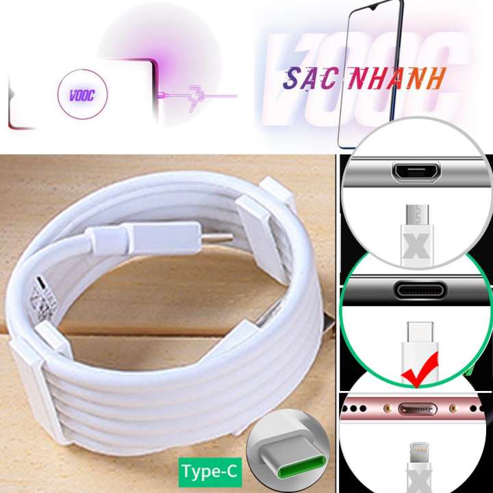 Cáp sạc VOOC Type C dùng cho các dòng  Find X, R17 Pro/ Reno2 / OPPO A5 (2020)