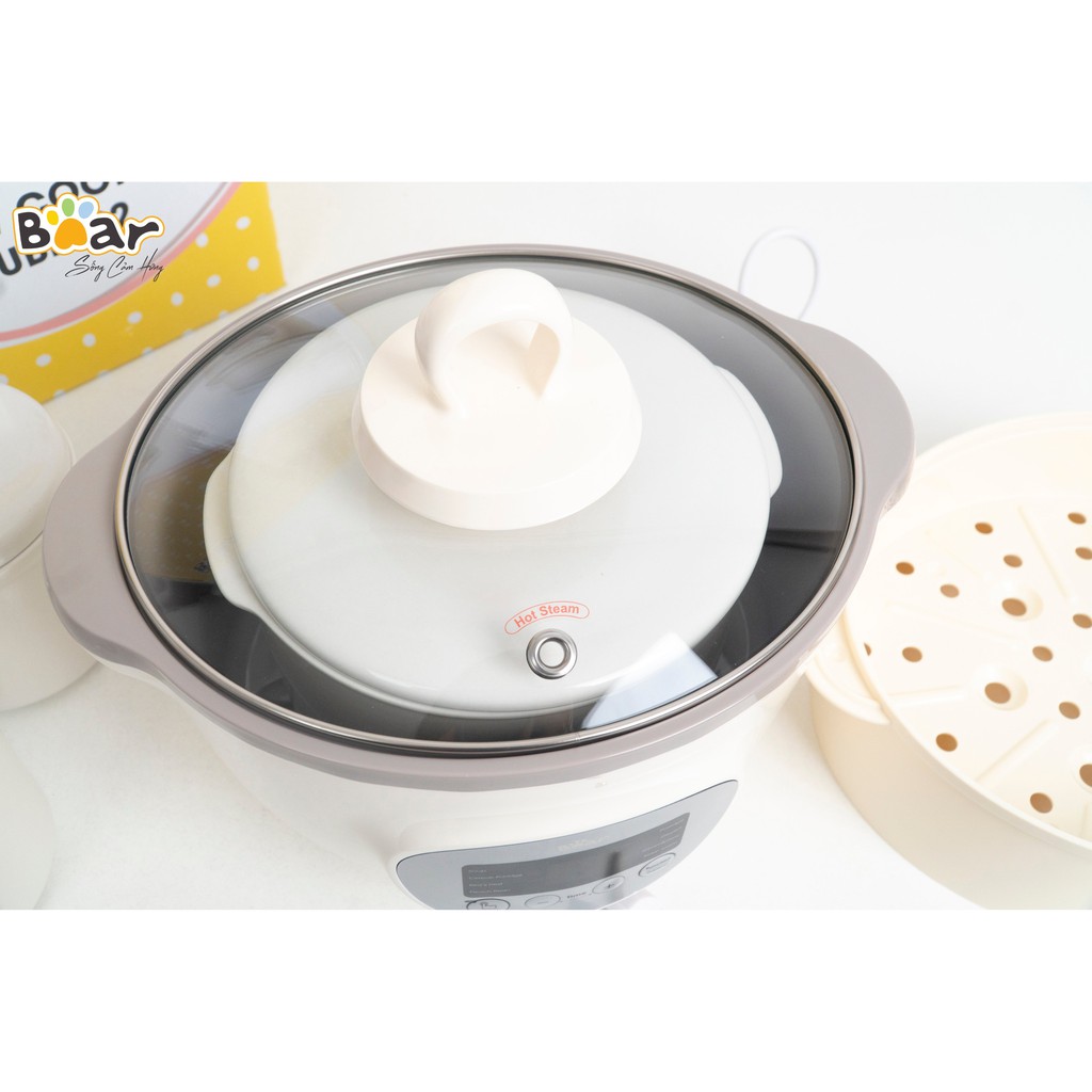 [Bản quốc tế] Nồi nấu cháo Bear 1,6L kèm lồng hấp cho bé