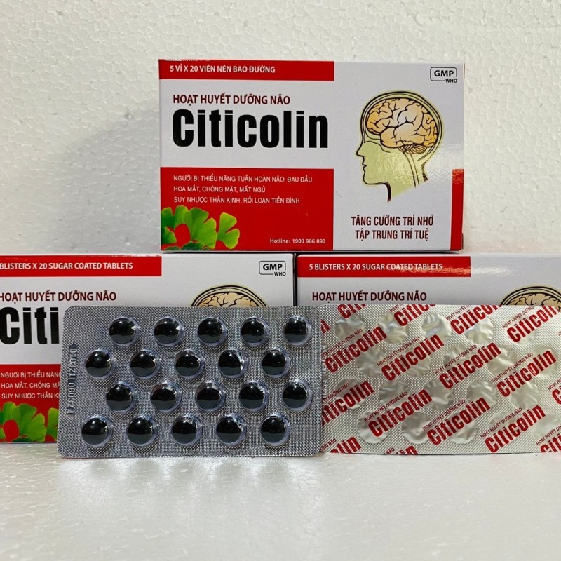 Hoạt huyết dưỡng não Citicolin Coenzym Q10 hộp 100 viên chính hãng cam kết hàng y hình hiệu quả nhập khẩu