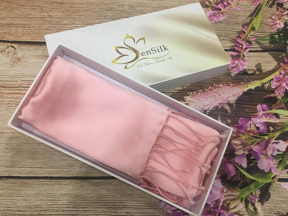 Khăn Lụa Tơ Tằm SenSilk Luxury Hồng