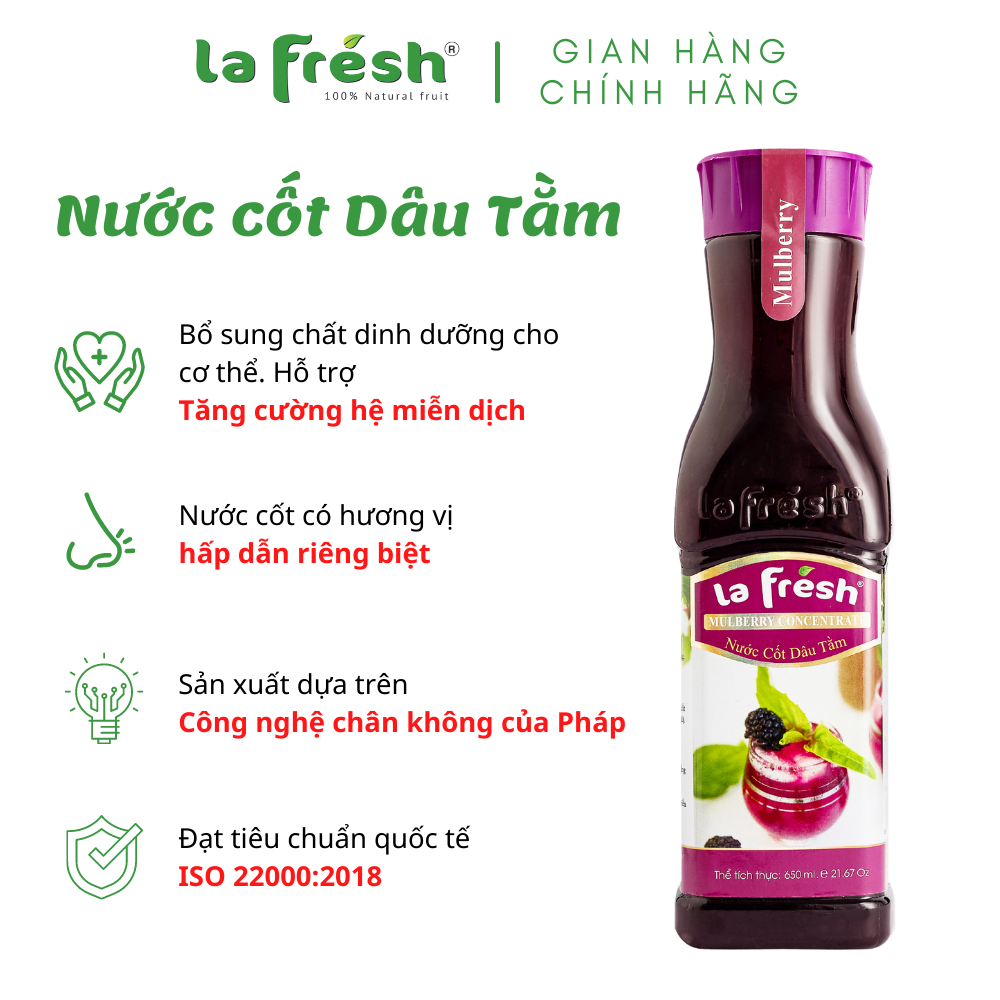 Nước Cốt Dâu Tằm Lafresh Đà Lạt Chai 650ml