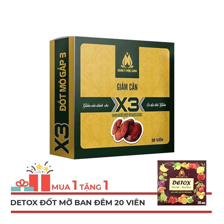 Giảm cân Đông Y Mộc Linh X3 cho người cơ địa khó Tặng Detox