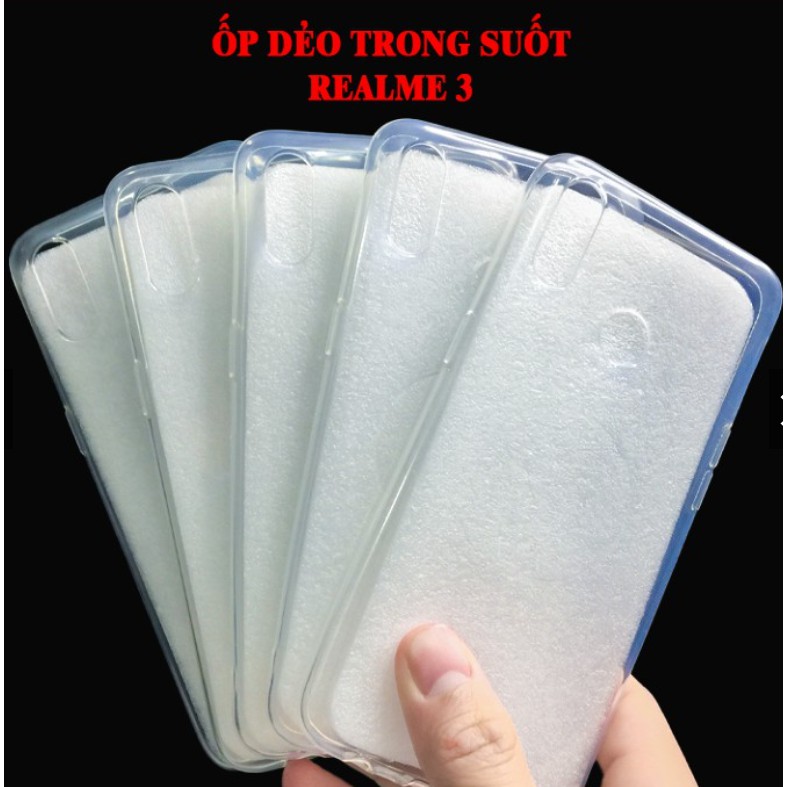 Ốp lưng realme 3,realme 3 pro,realme 5,realme 5 pro dẻo silicon trong suốt chống bám bụi,ố vàng