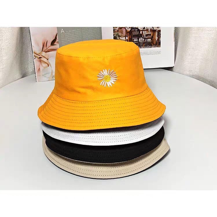 Nón Bucket / Nón Vành Tròn 2 Mặt Thêu hoa cúc