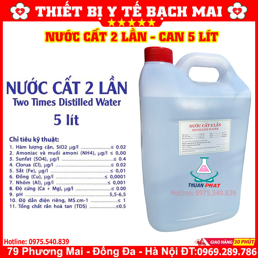Nước Cất Tinh Khiết - Nước Cất 1 Lần - Nước Cất 2 Lần [Can 5 Lít]