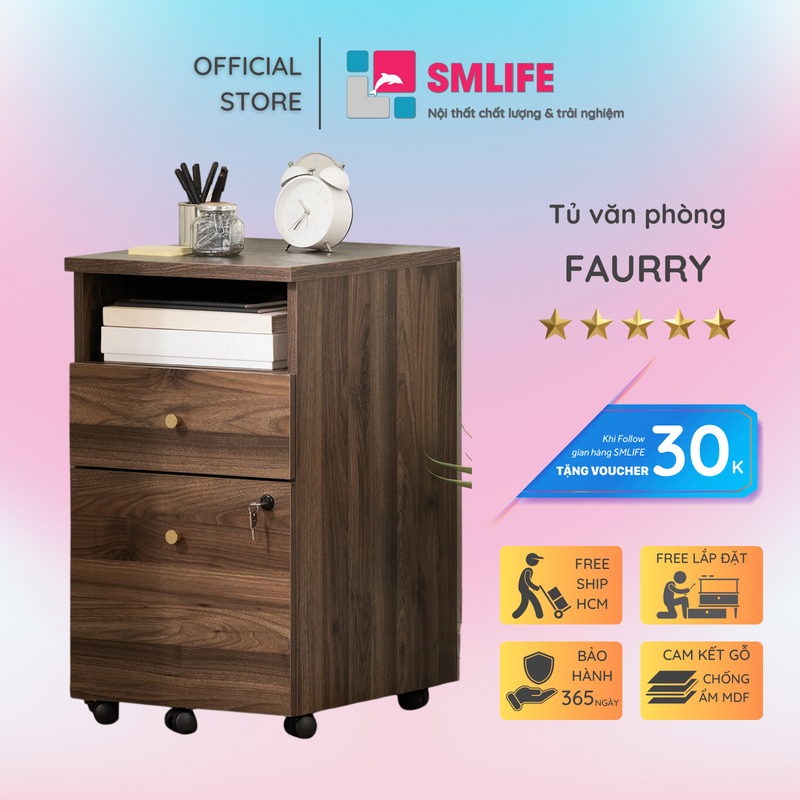 Tủ để tài liệu bằng gỗ thiết kế hiện đại kiểu dáng nhỏ gọn SMLIFE Faurry