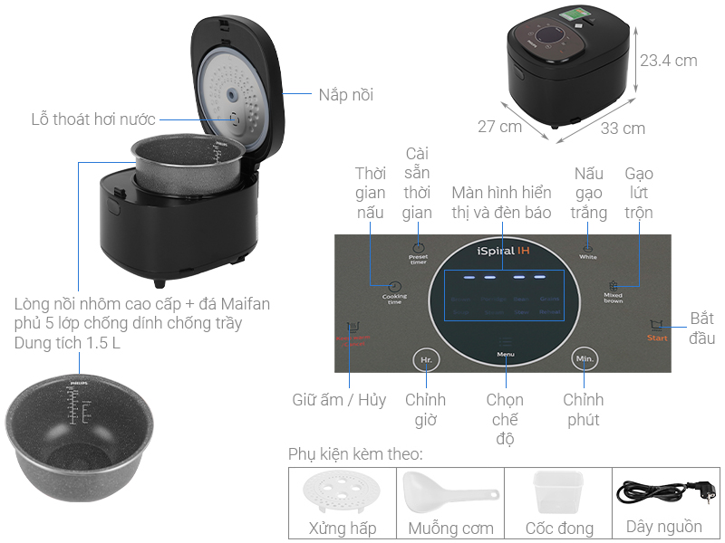 Nồi cơm điện cao tần IH iSpiral Philips HD4528