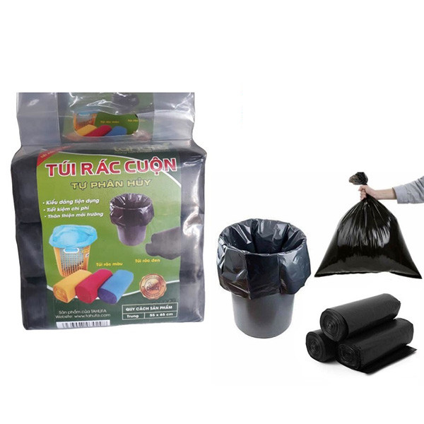 Set 3 cuộn túi rác đen tự phân hủy