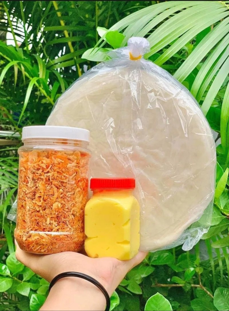 COMBO Bánh Tráng Phơi Sương 100g - Muối Tôm Hành Phi - Túi bơ béo