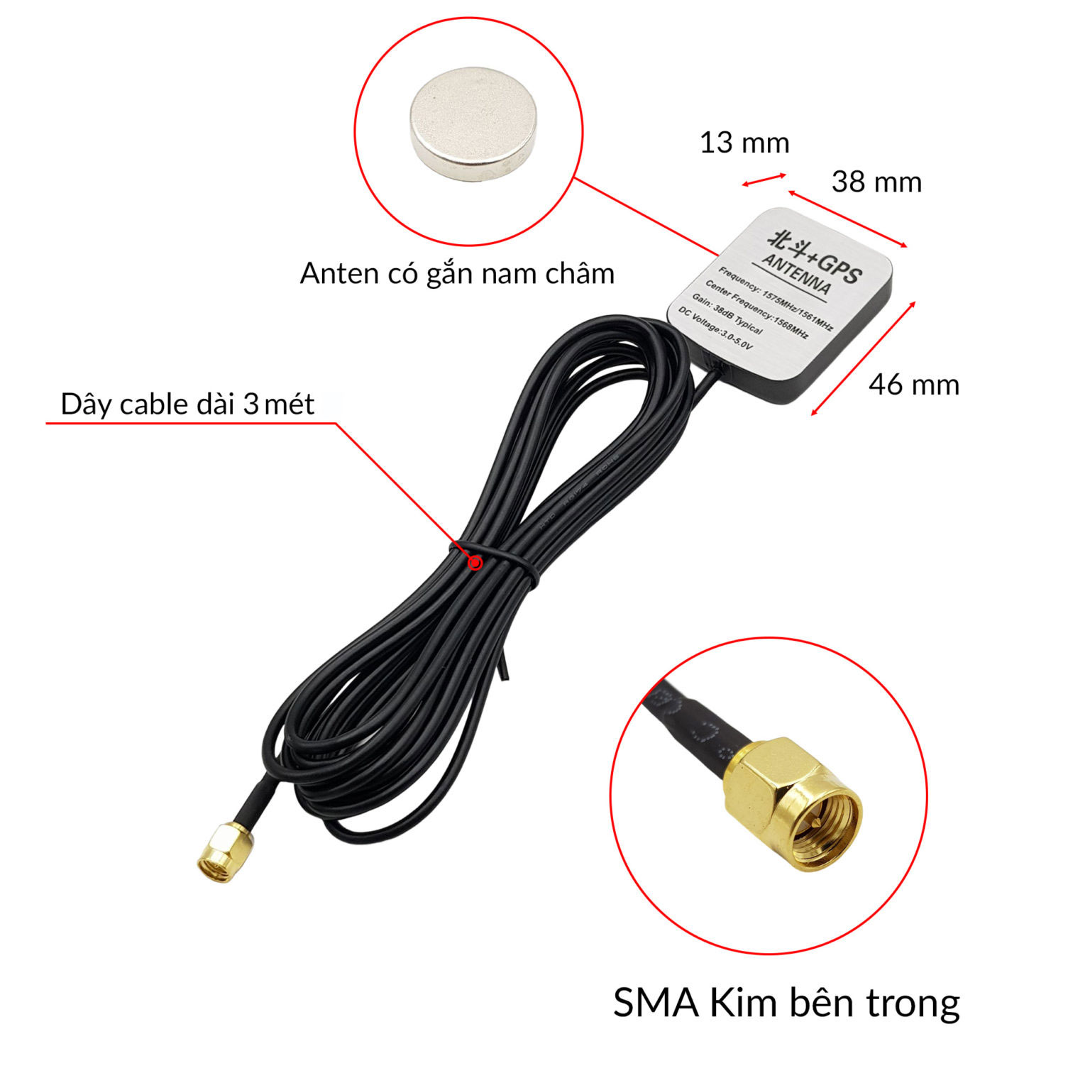 Anten định vị GPS BD 25dBi đầu ra SMA